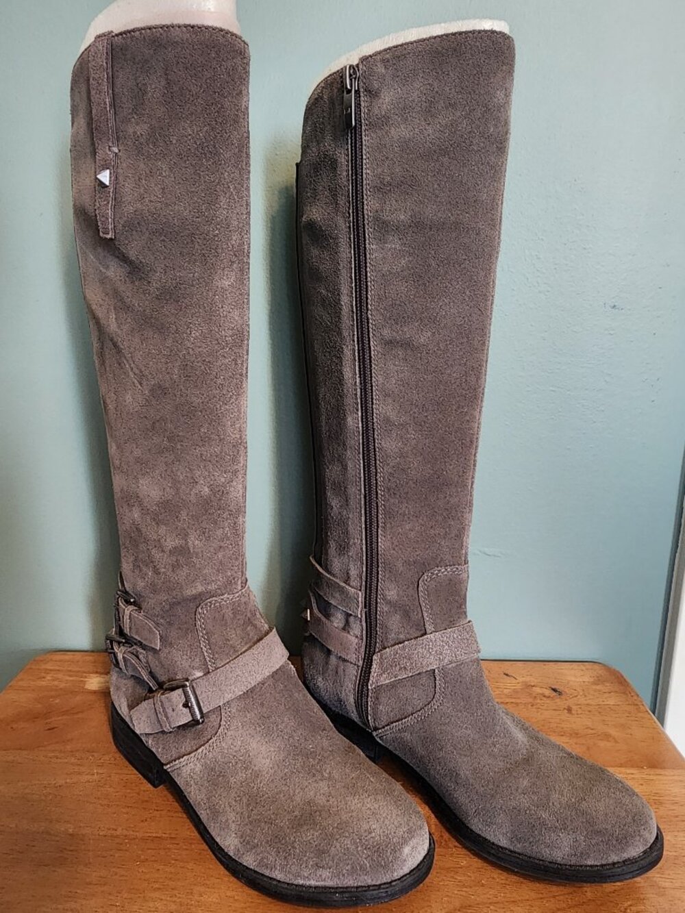 Marc Fisher Grey Tall Boots w/studs, Size 6M